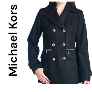 Michael Kors Gray Wool Blend Peacoat Jacket Women’s Size M Double Breasted
